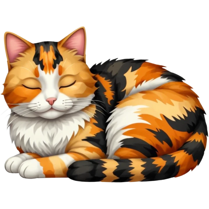 full body colourful light patched calico tabby cat sleeping emoji