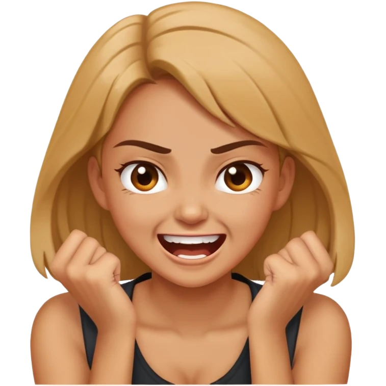 girl with hands around her neck angry laughing emoji
