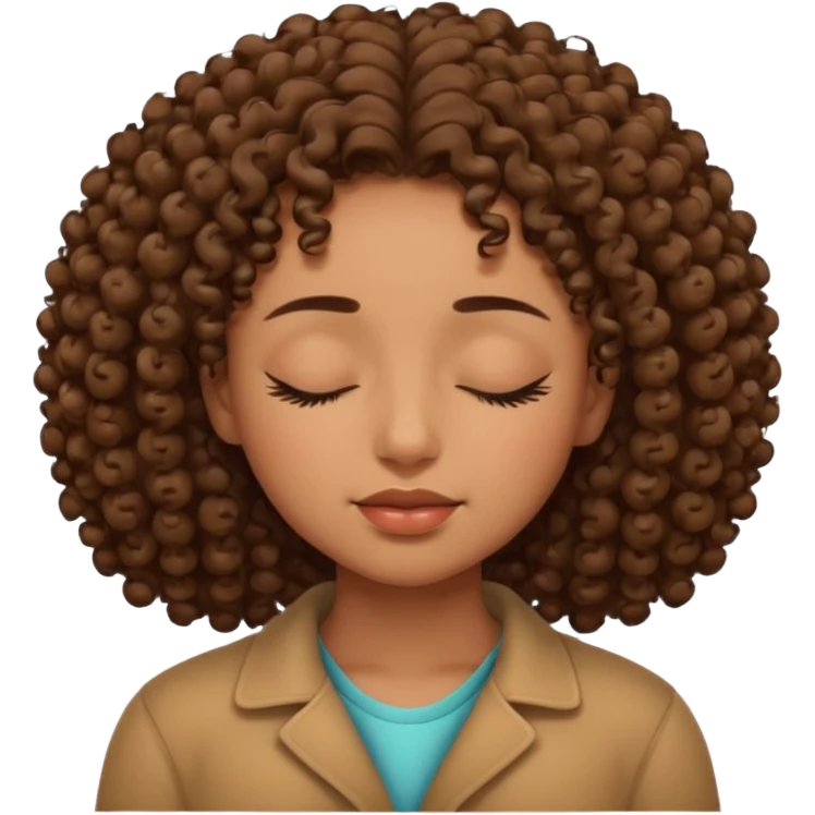 fille marron avec des boucle sans yeux bouche nez surcils emoji