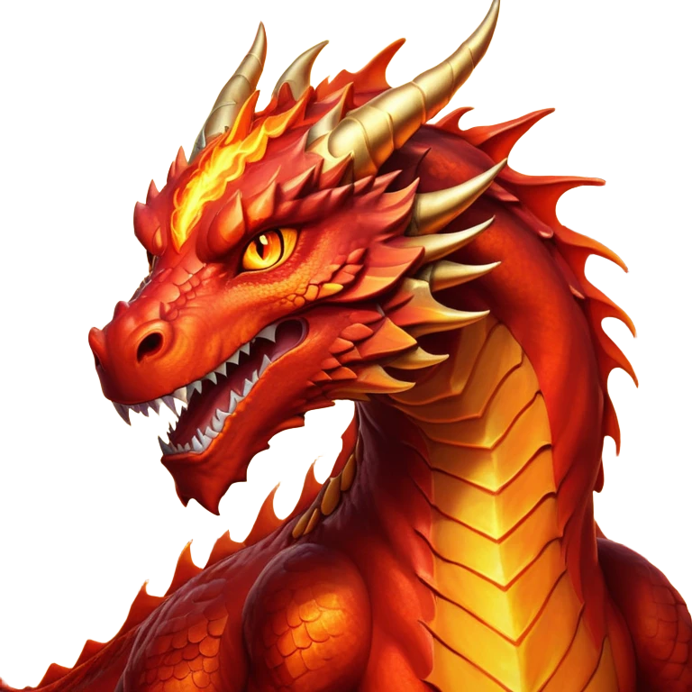 cinematic-noble-fierce-fire-dragon-portrait-emoji,-poised-and-imposing,-with-a-muscular,-scaled-body-ablaze-in-fiery-hues-of-crimson,-molten-orange,-and-molten-gold,-and-intense,-burning-eyes-that-mirror-the-heart-of-a-volcano;-rendered in detail emoji