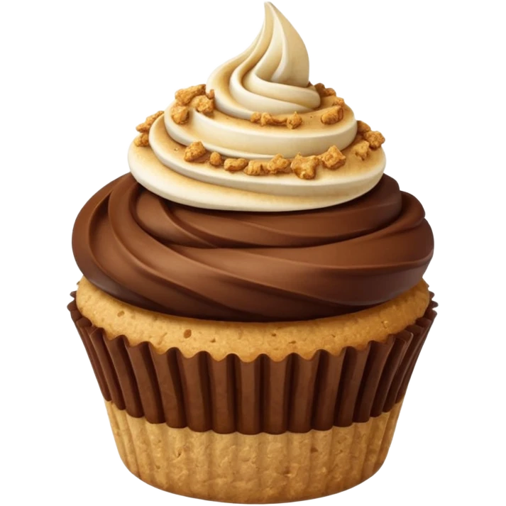 S’mores cupcake with chocolate and graham cracker emoji