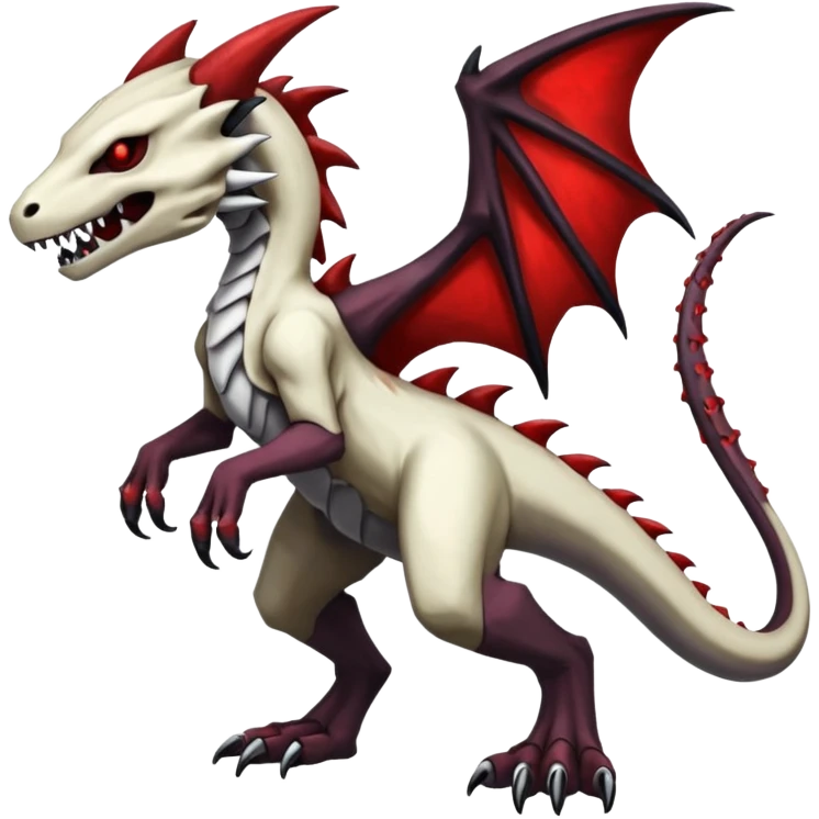 Shiny White Evil Glowing Eldritch Marowak-Salandit-Duskull-Darkdramon-fusion with bloody red markings emoji