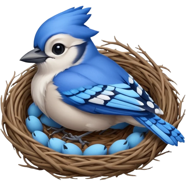 bluejay bird sleepin in nest  emoji