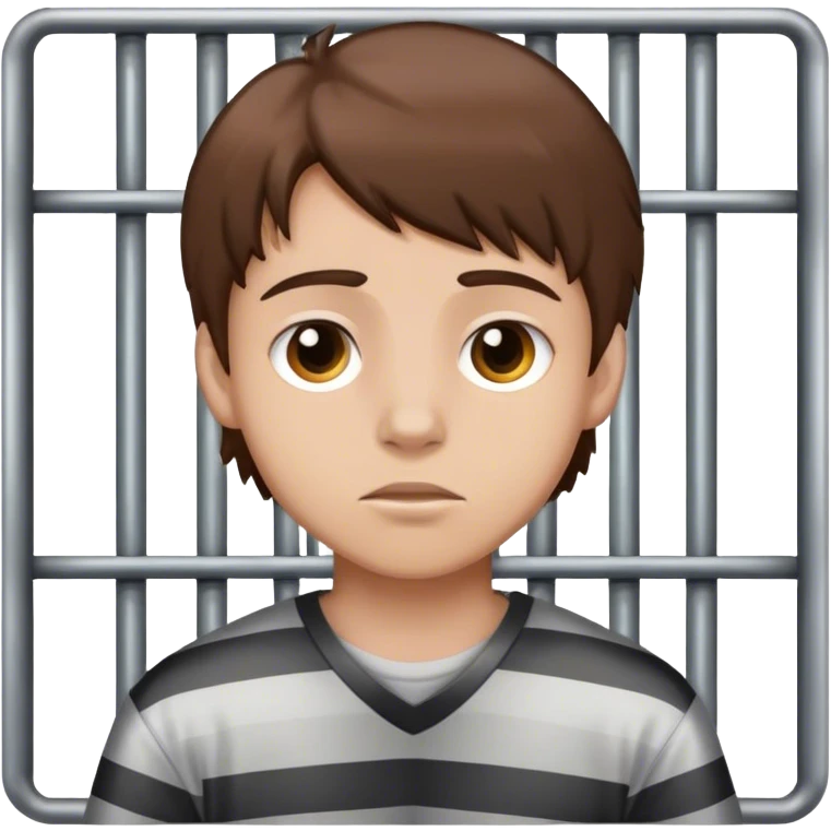 teen boy with brown hair in jail emoji