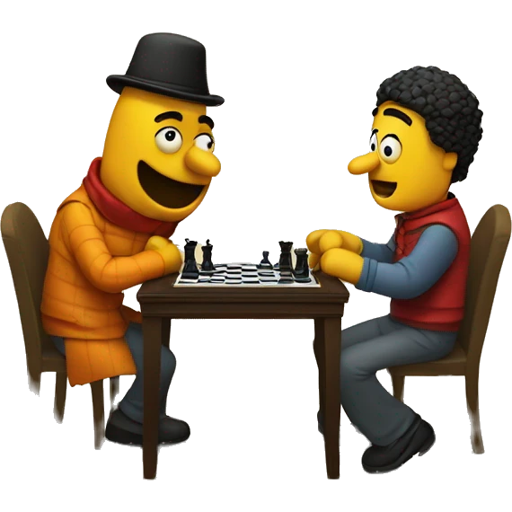 Ernie and Bert playing chess emoji
