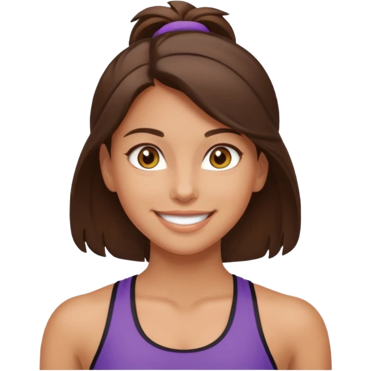 Tan Brunette girl with hazel eyes, wearing workout clothes  emoji