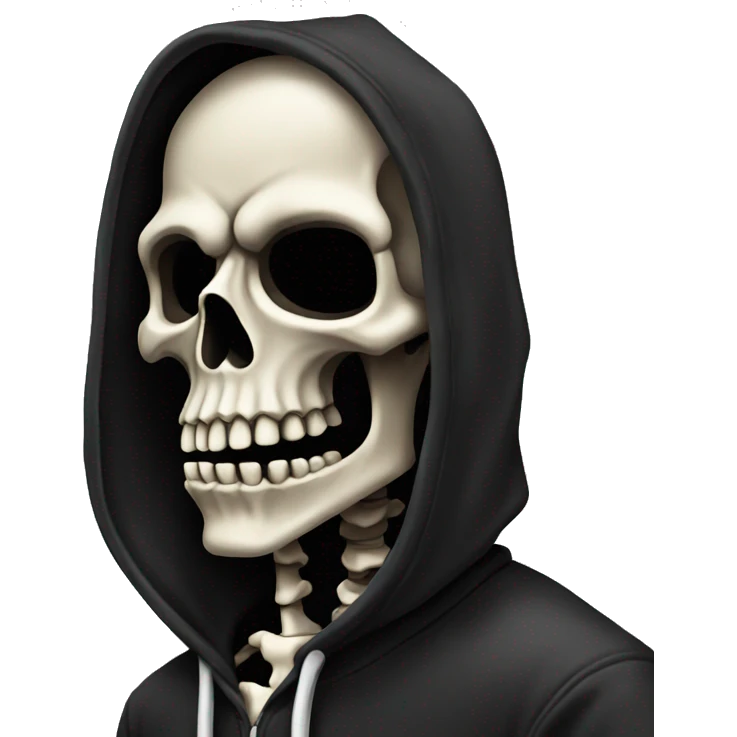 angry skeleton in black hoodie emoji