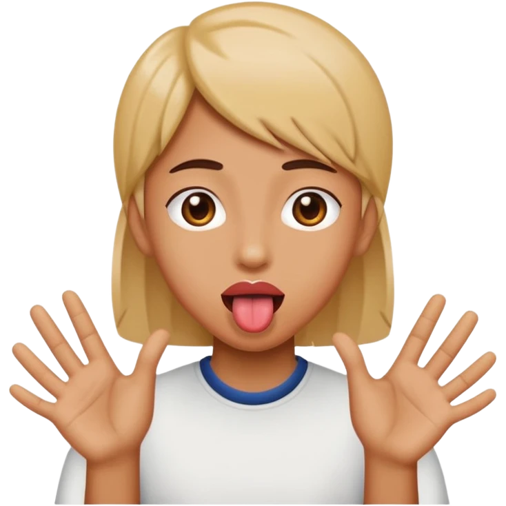 Tongue out with hands to the side emoji