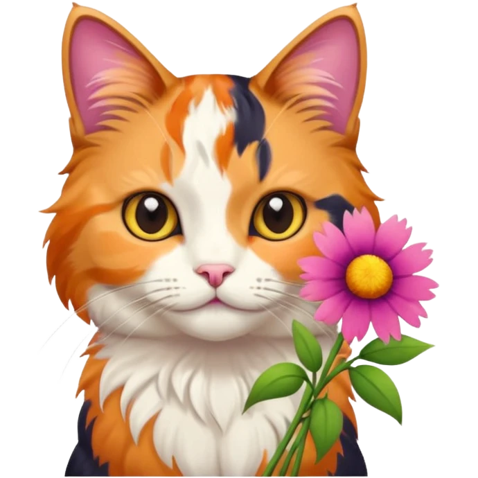 A cat holding flowers emoji