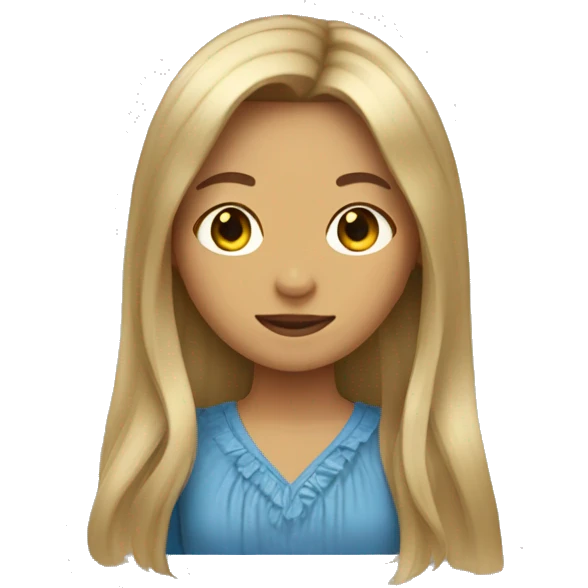 Girl with long dark blond hair and curtain bangs  emoji
