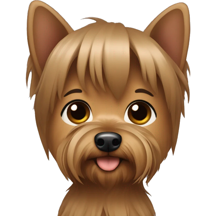Yorkshire Terrier in the arms of a girl with brown hair emoji