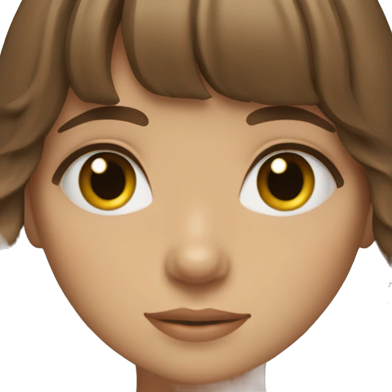 Brown hair with bangs hazel eyes wavy hair girl emoji