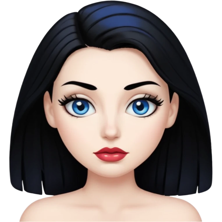 Naked lady with blue yes black hair and big Breast big glossy lips black eyelashes bold brows emoji