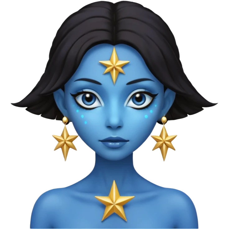 blue alien woman with golden star earrings emoji