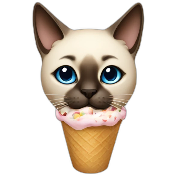 Siamese cat eating ice cream emoji