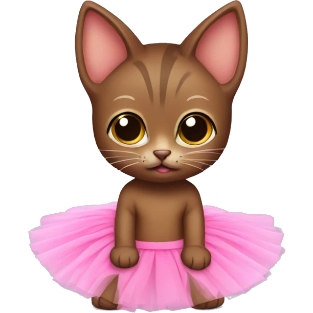 brown kittin in pink tutu emoji