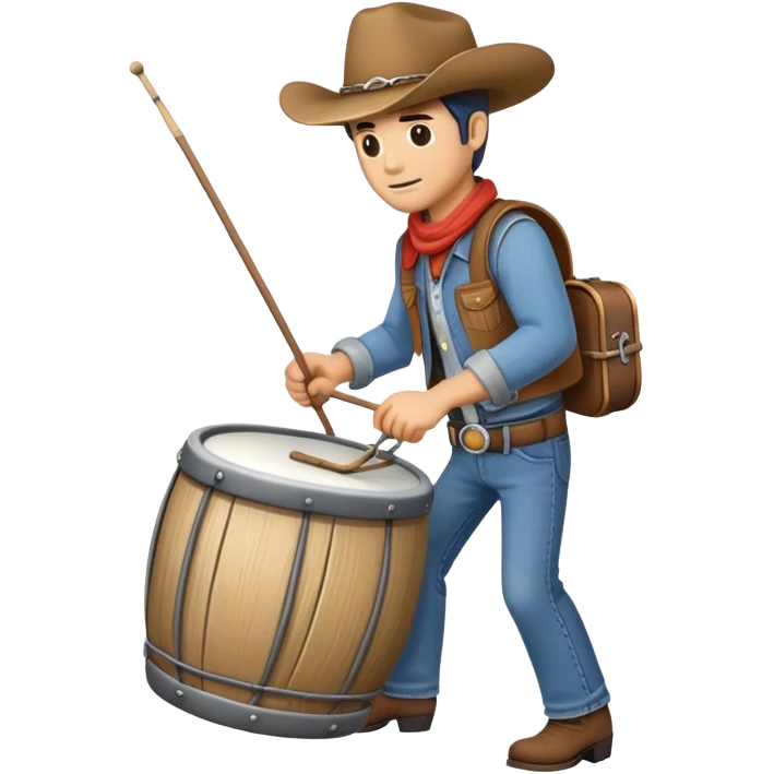Cowboy pulling drum of cable emoji