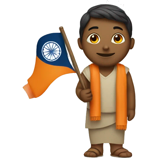 a person holding a flag with the harmony hindu symbol emoji