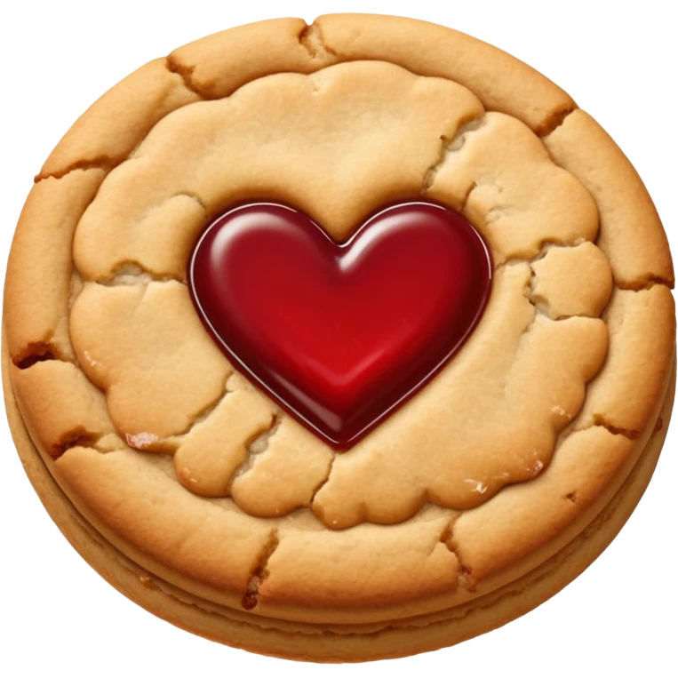 plain cookie with red jam heart in the middle emoji
