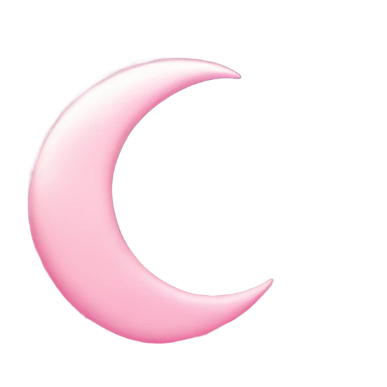 Pink crescent moon with sparkly pink clouds emoji