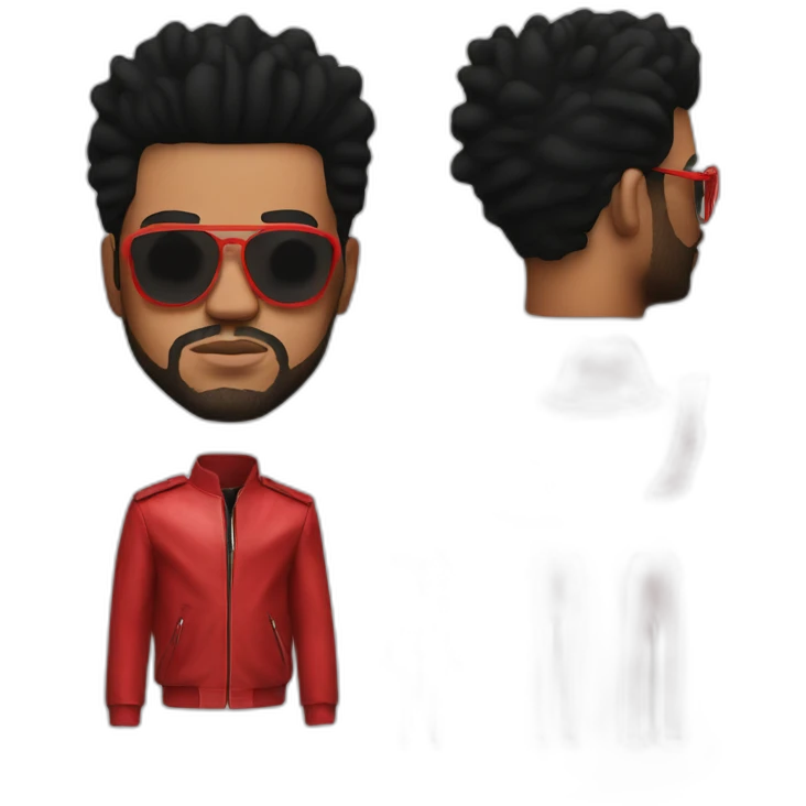 the weeknd red costume with classes emoji