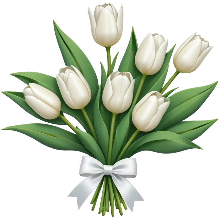 Bouquet of white tulips with a white bow  emoji