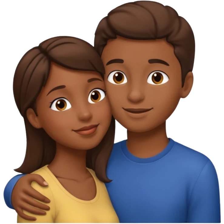 Black girl kissing a boy with brown hair  emoji