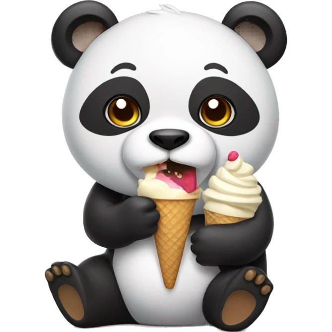 Panda eating ice cream emoji