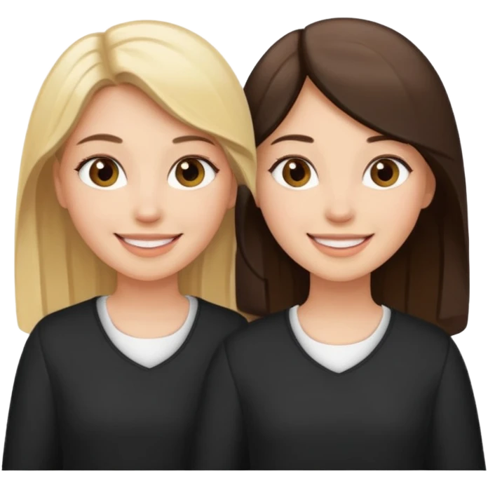 sisters  with blonde and dark brown hair just two girls emoji