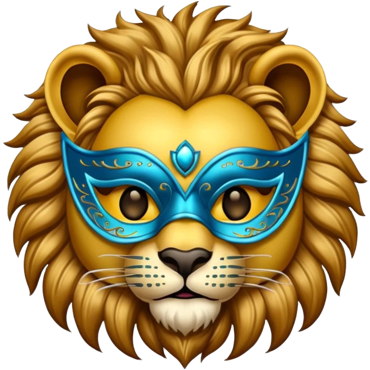 lion with glamorous masquerade mask emoji