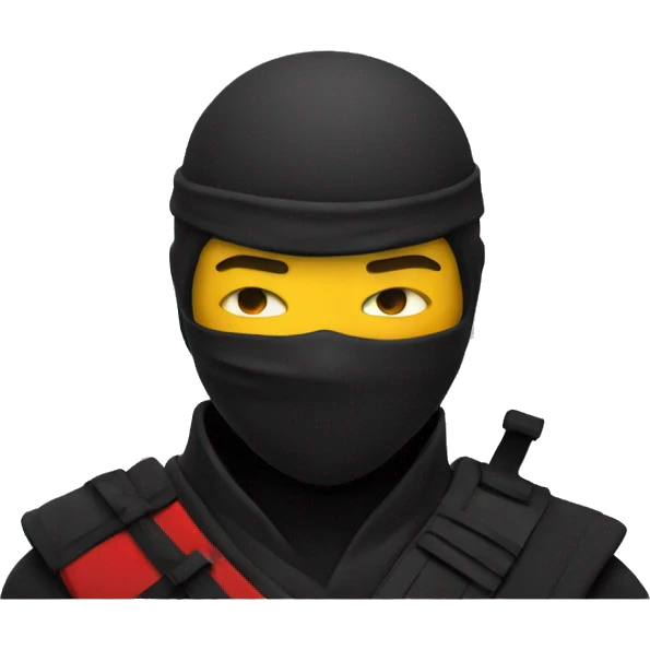 basic emoji: ninja style with colors on the top black, in the midlle red, bottom yellow emoji