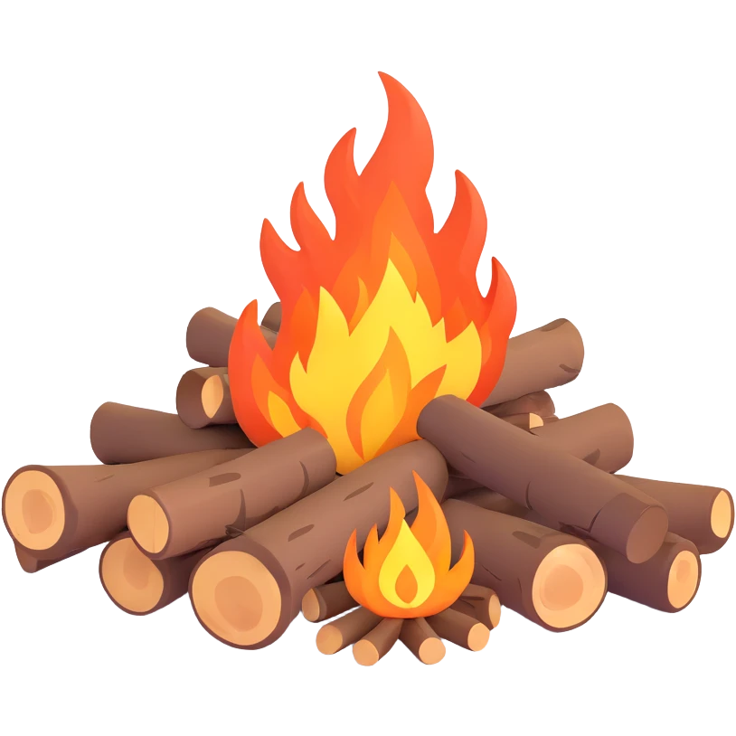 campfire with logs and flames emoji