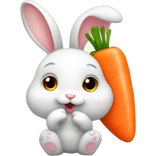 Cute bunny eating carrot emoji