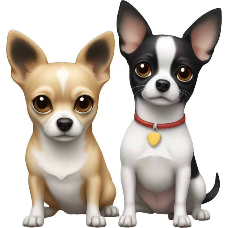 a beige chihuahua and a black and white chihuahua emoji