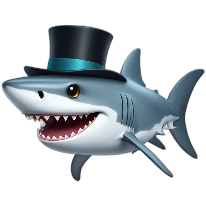 Shark with a top hat emoji