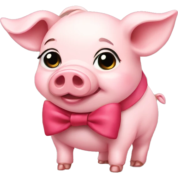 a cute pig wearing a bow emoji