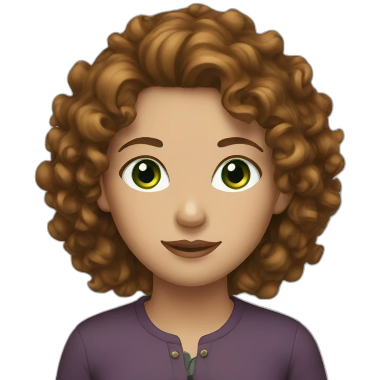 woman curly brown hair green eyes emoji