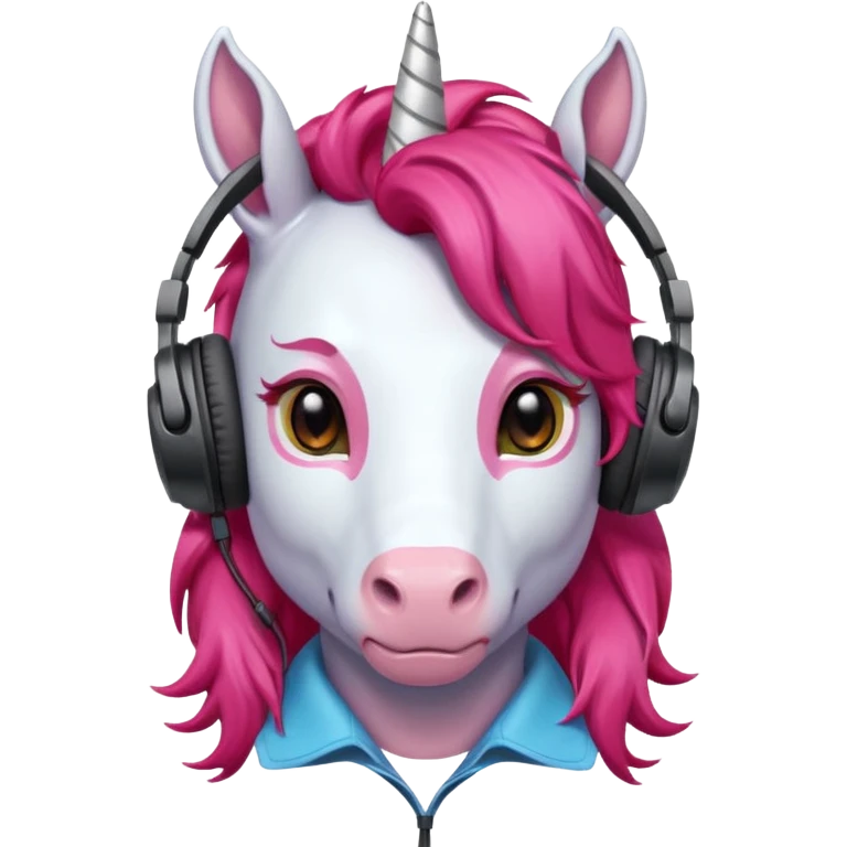 headphone wearing unicorn with red hair emoji