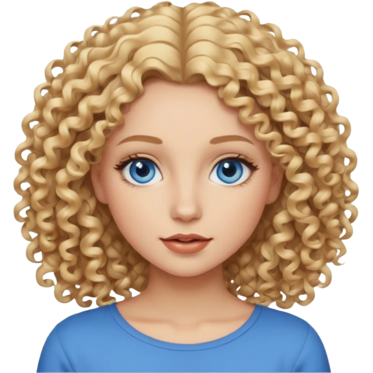 blondynka krecone wlosy i niebieskie oczy obrysowane usta na jasny braz emoji