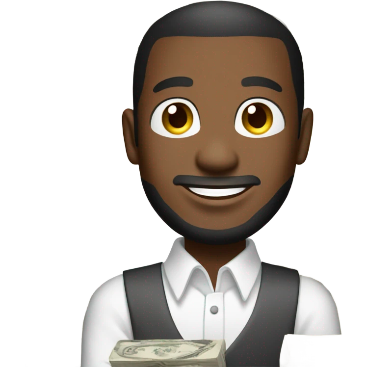 Guy with brown skin in white long sleeve wins money emoji