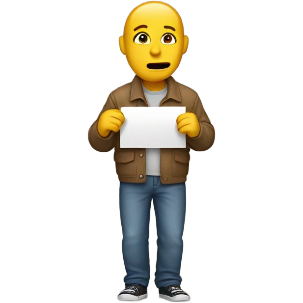 Holding up a sign that says too bad emoji