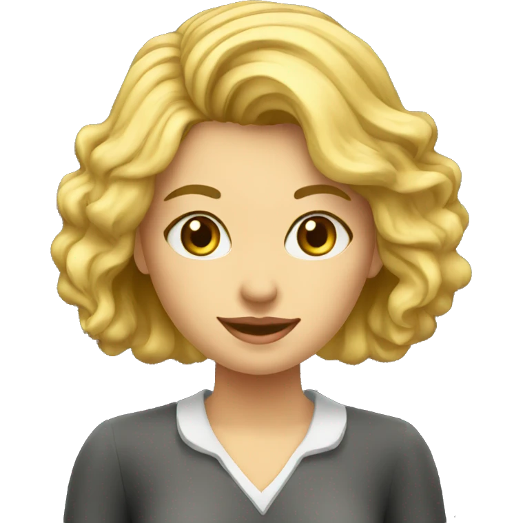 the teacher is a young blonde woman near the blackboard emoji