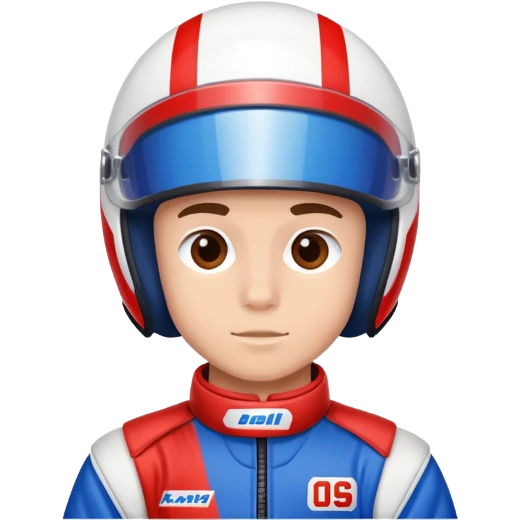 boy in a blue and red and white karting suite  emoji