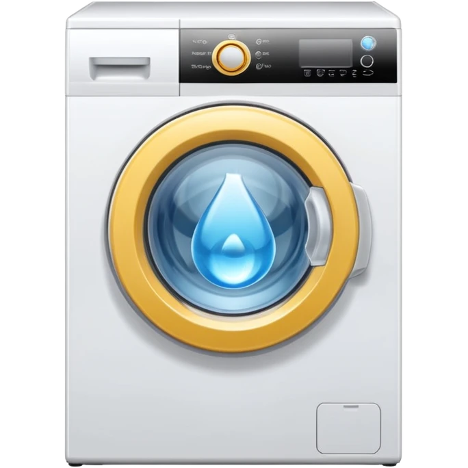 create an icon for white washing machine with big water drop in front emoji