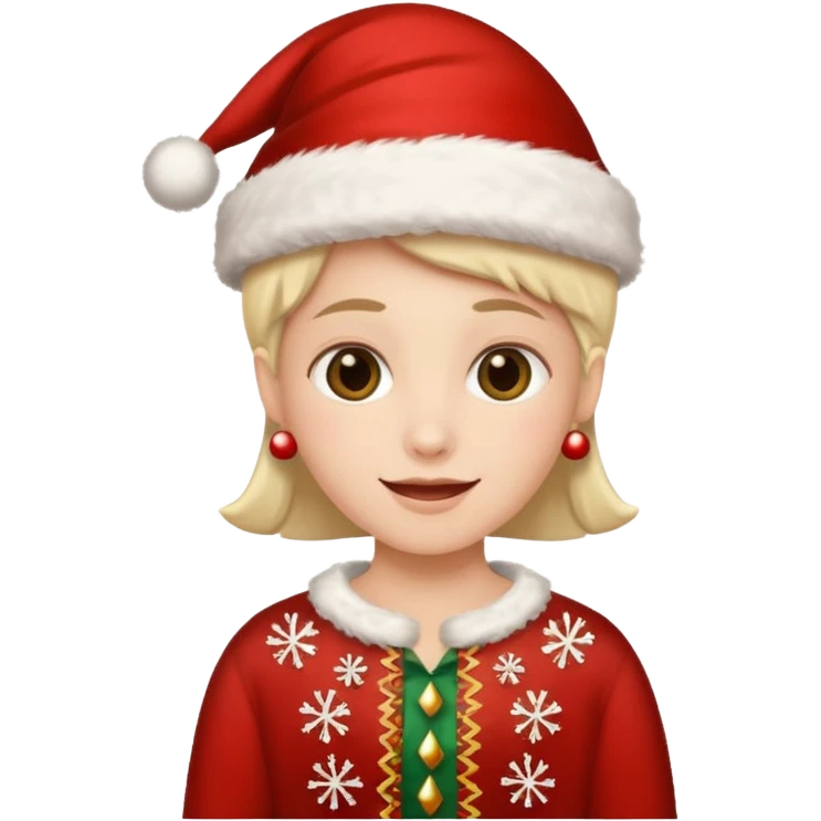 Person with Christmas clothes saying feliz Navidad emoji