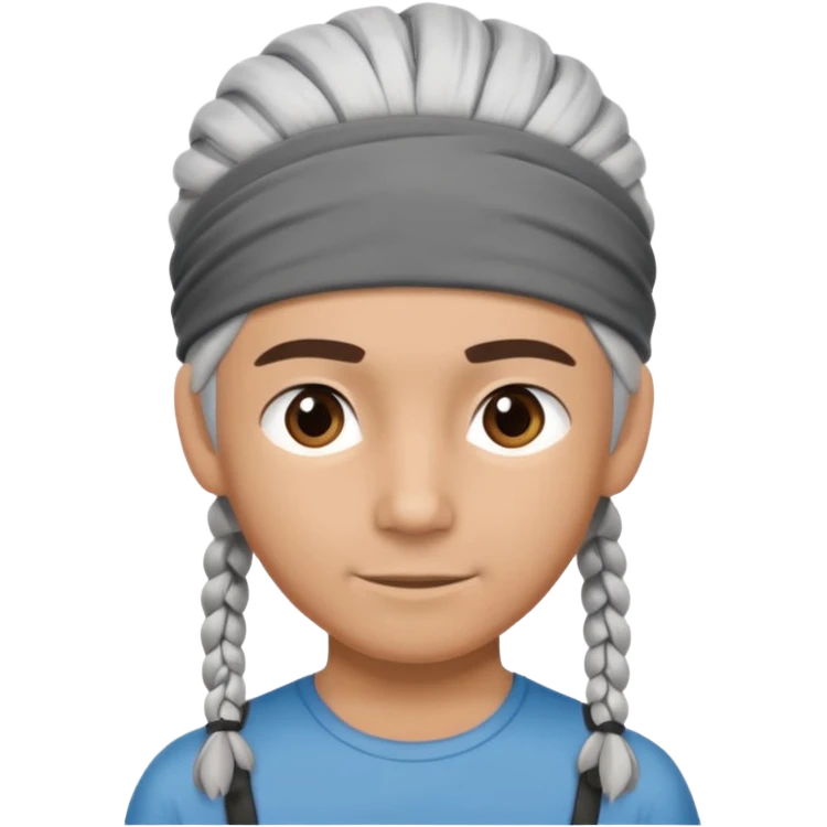 young climber man with white/grey braided hair and headband emoji