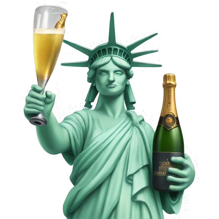 statue of liberty holding a champagne flute instead of a torch emoji
