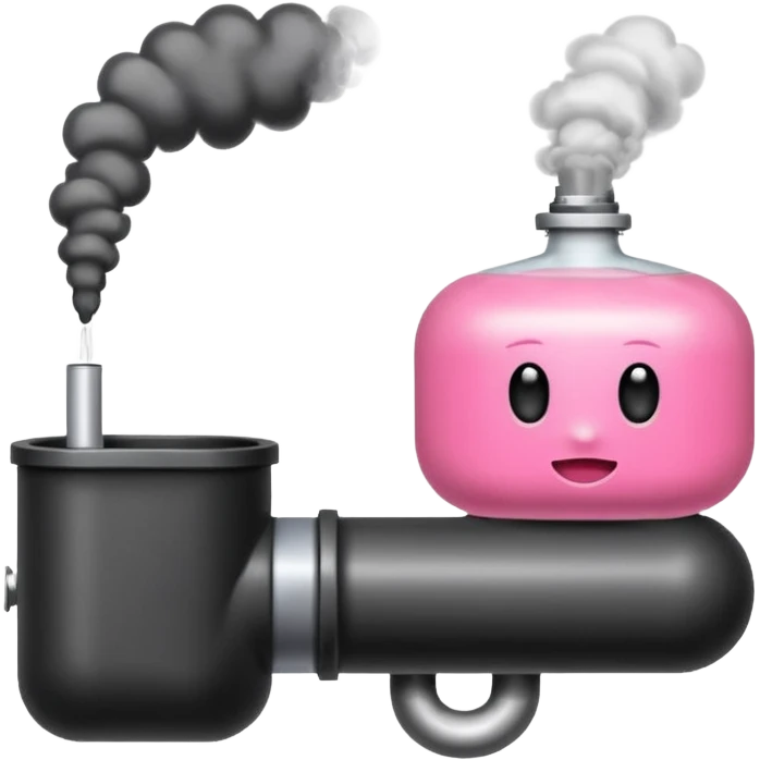 Dos tubos de ensayo diferentes con líquido rosa y otro con líquido negro, y humo. emoji