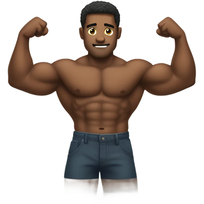 Guy flexing arms down emoji