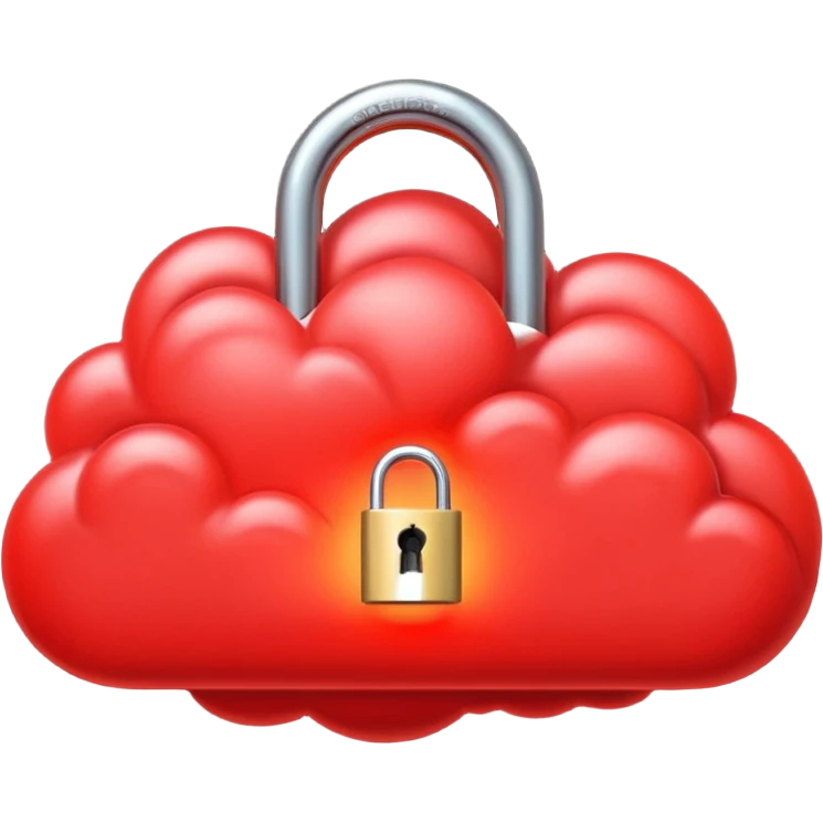 a red glowing cloud with a padlock emoji